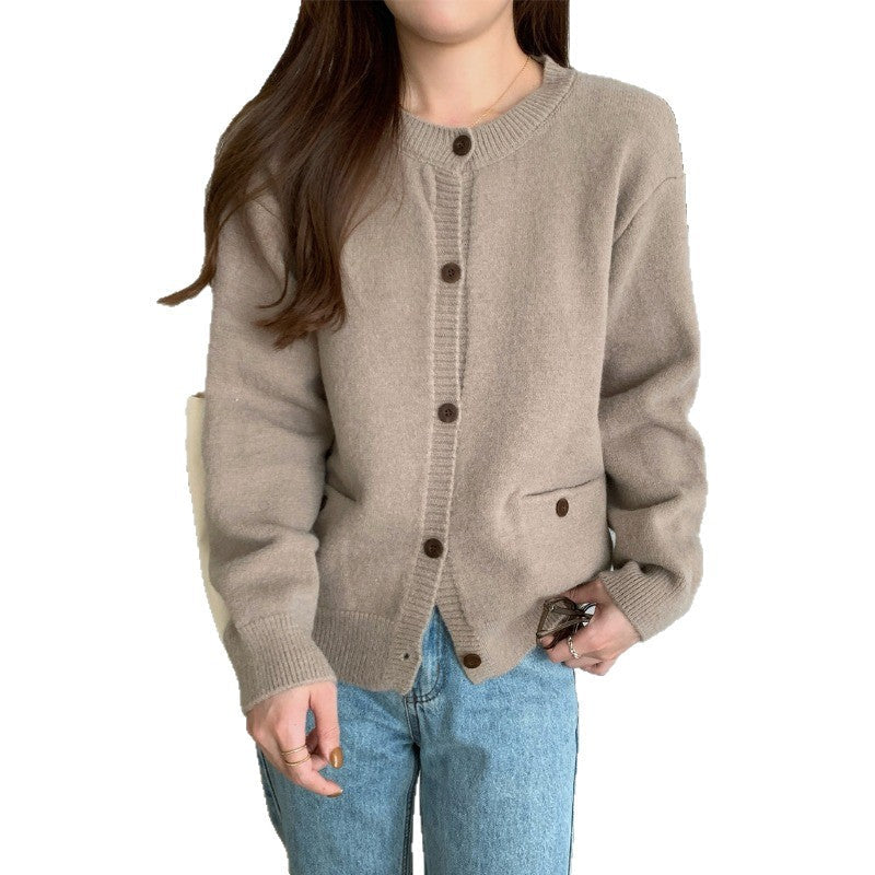 Damen Strickcardigan mit Taschen und Knopfverschluss Norvielle