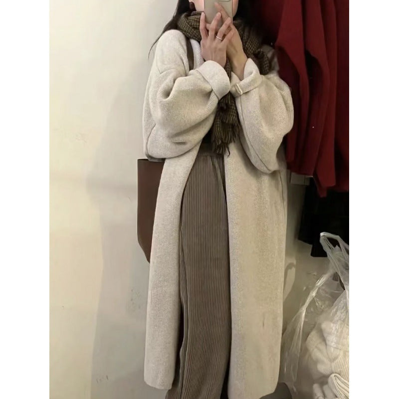 Damen Langstrickmantel Übergroßer Schnitt Weiches Fleece