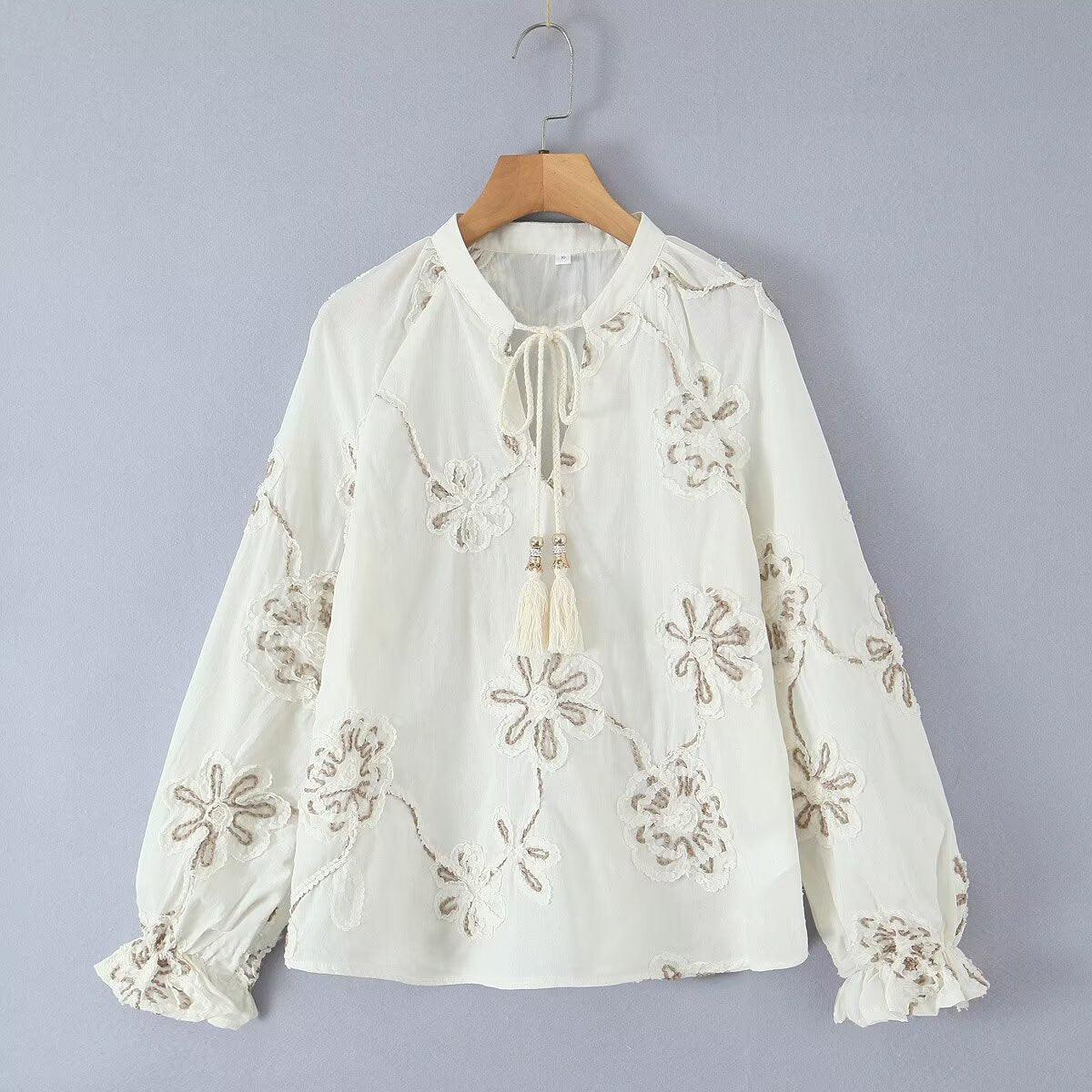 Damen Bluse Bestickt Raffungen Norvielle