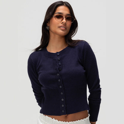 Damen Strickjacke Kontrastknöpfe Norvielle