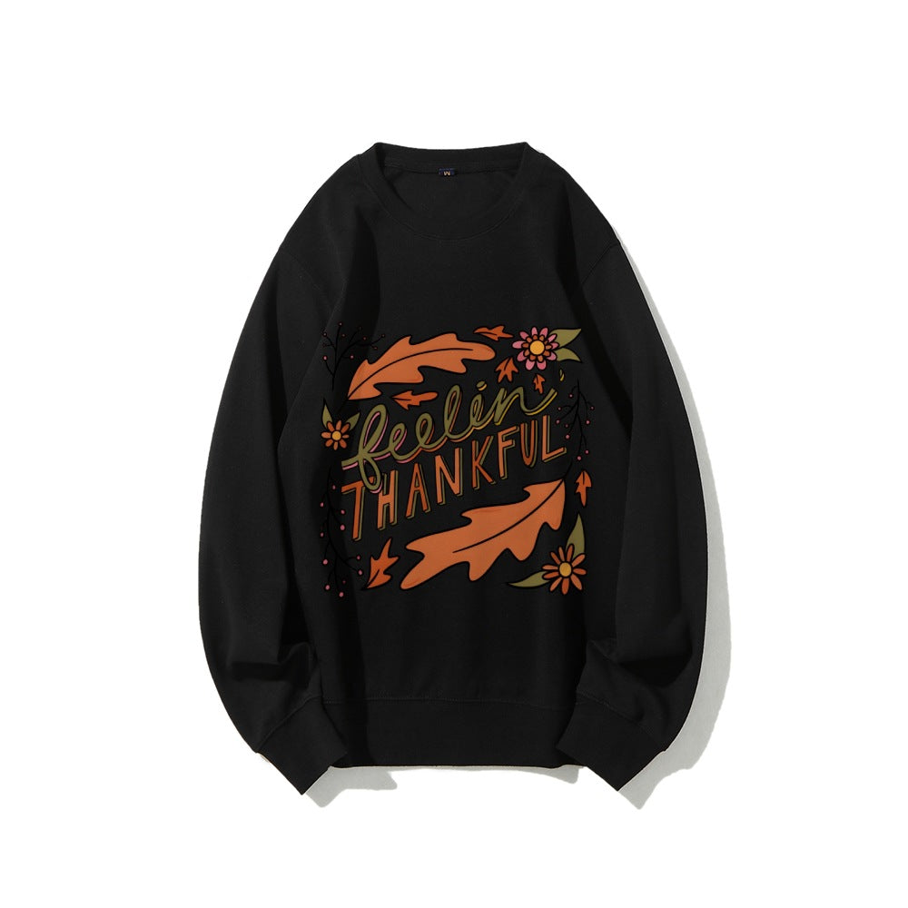 Damen Sweatshirt Bunt Herbstmotiv Baumwolle
