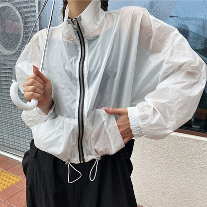Damen Windjacke Transparent Reißverschluss Norvielle