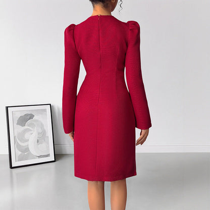 Damen Kleid Figurbetont Seide Elegante Schleife
