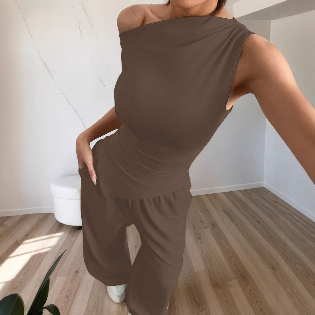 Damen Jumpsuit Asymmetrisch Mit Taschen