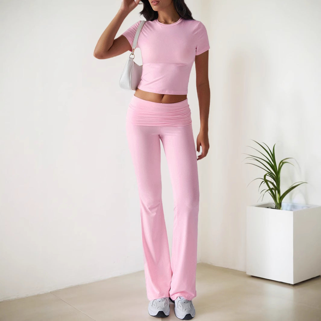 Damen Sportset Figurbetonter Oberteil Flare Leggings - Norvielle