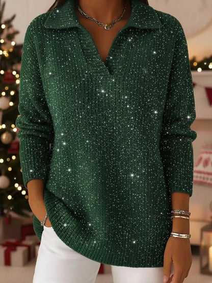 Damen Strickpullover Schimmer Effekt Moderner Kragen Norvielle