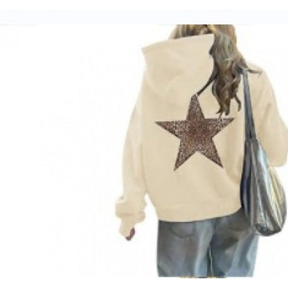 Damen Kapuzenpullover Glitzerndes Sternmotiv Norvielle