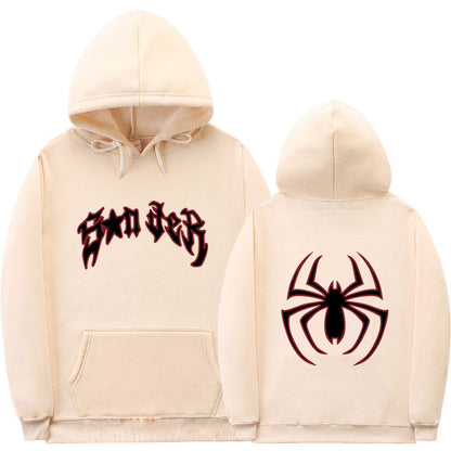 Damen Kapuzenpullover Spinnenmotiv Grobdruck Norvielle