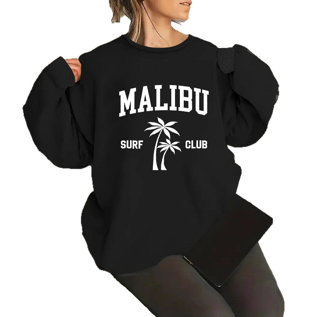 Damen Sweatshirt Surf-Club-Aufdruck Lässig Norvielle