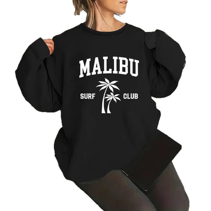 Damen Sweatshirt Surf-Club-Aufdruck Lässig Norvielle