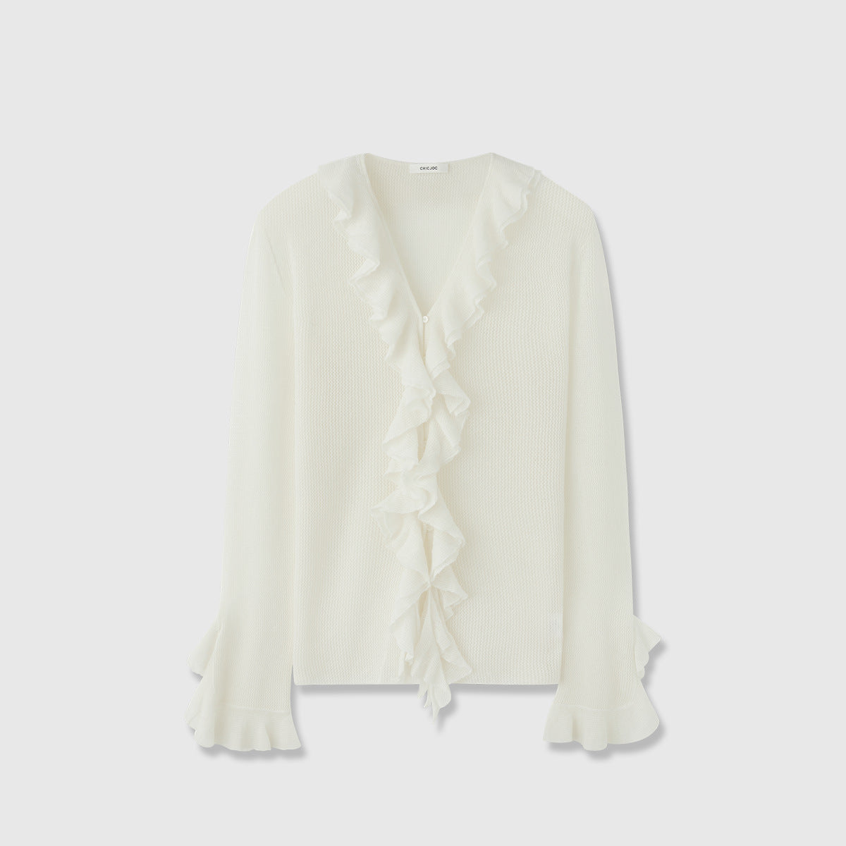 Damen Strickpullover Rüschenverzierung Norvielle