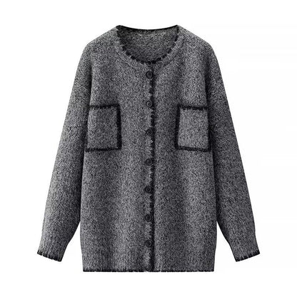 Damen Strickjacke mit Taschen Kontrastdetails Norvielle