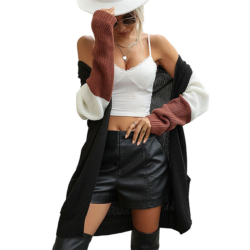 Damen Strickjacke Farbig Ärmeldesign Locker Schnitt