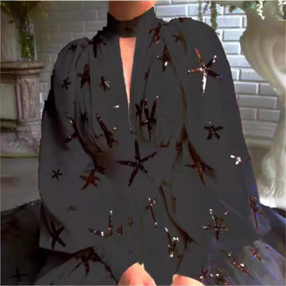 Damen Abendkleid mit Pailletten und Transparenz Norvielle
