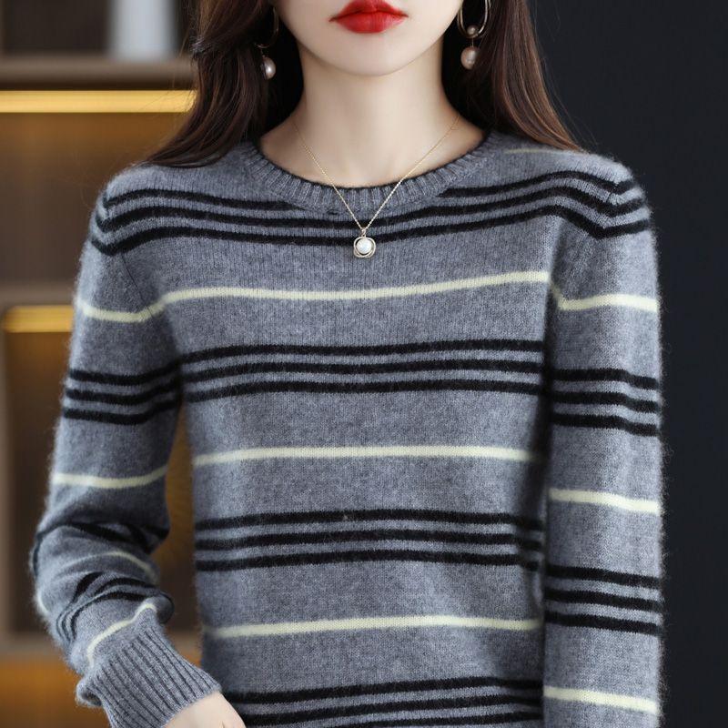 Damen Streifenpullover Modern Gemütlich Norvielle