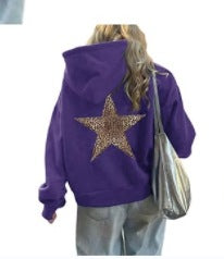 Damen Kapuzenpullover Leopardenstern-Design Norvielle