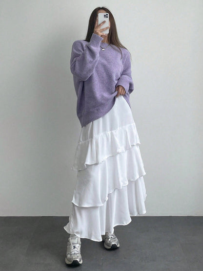 Damen Pullover Weiches Strukturmaterial Eleganter Schnitt Norvielle