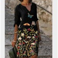 Damen Kleid mit floralem Muster V-Ausschnitt