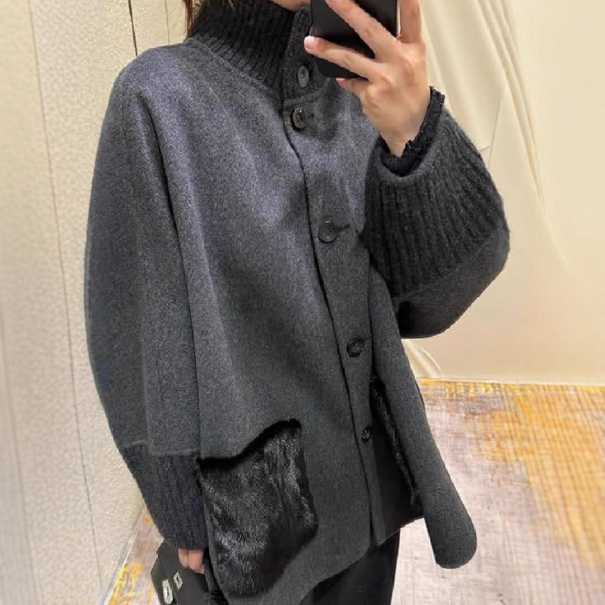 Damen Wolljacke Übergröße mit Einzigartigen Details Norvielle