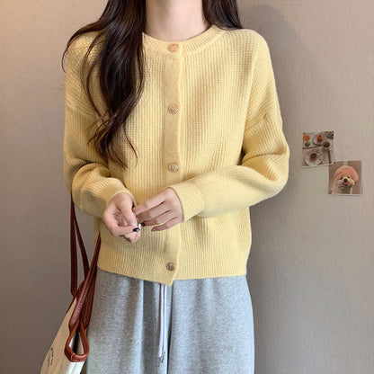 Damen Strickjacke Kuschelig Strukturmuster Knöpfe Beige