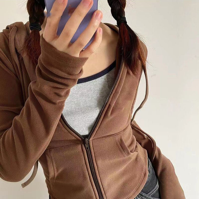 Damen Kapuzenpullover aus Norvielle mit Reißverschluss und modischem