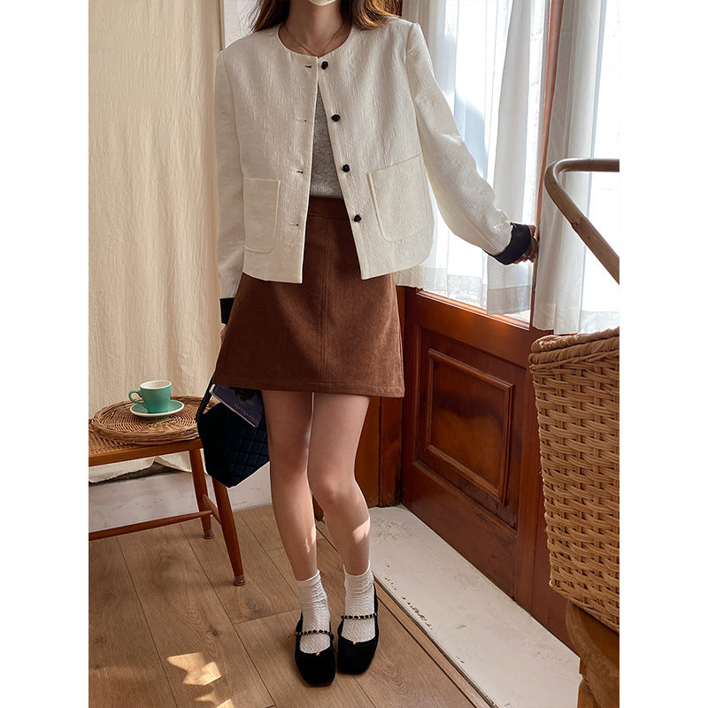 Damen Blazer Elegant Kurz Dekorative Knöpfe