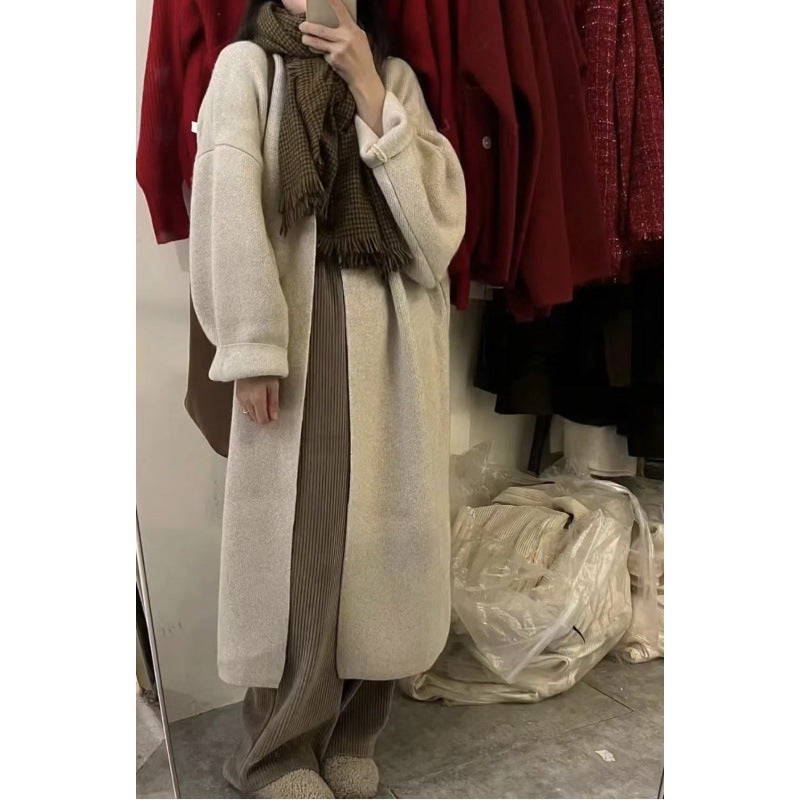 Damen Langstrickmantel Übergroßer Schnitt Weiches Fleece