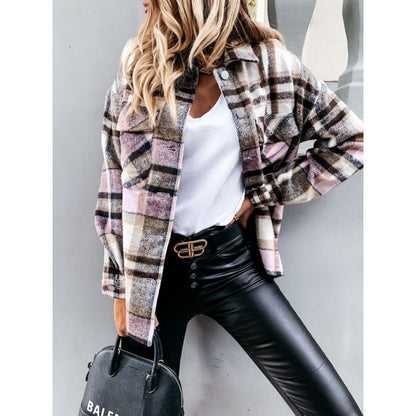 Damen Karomuster Flanelljacke