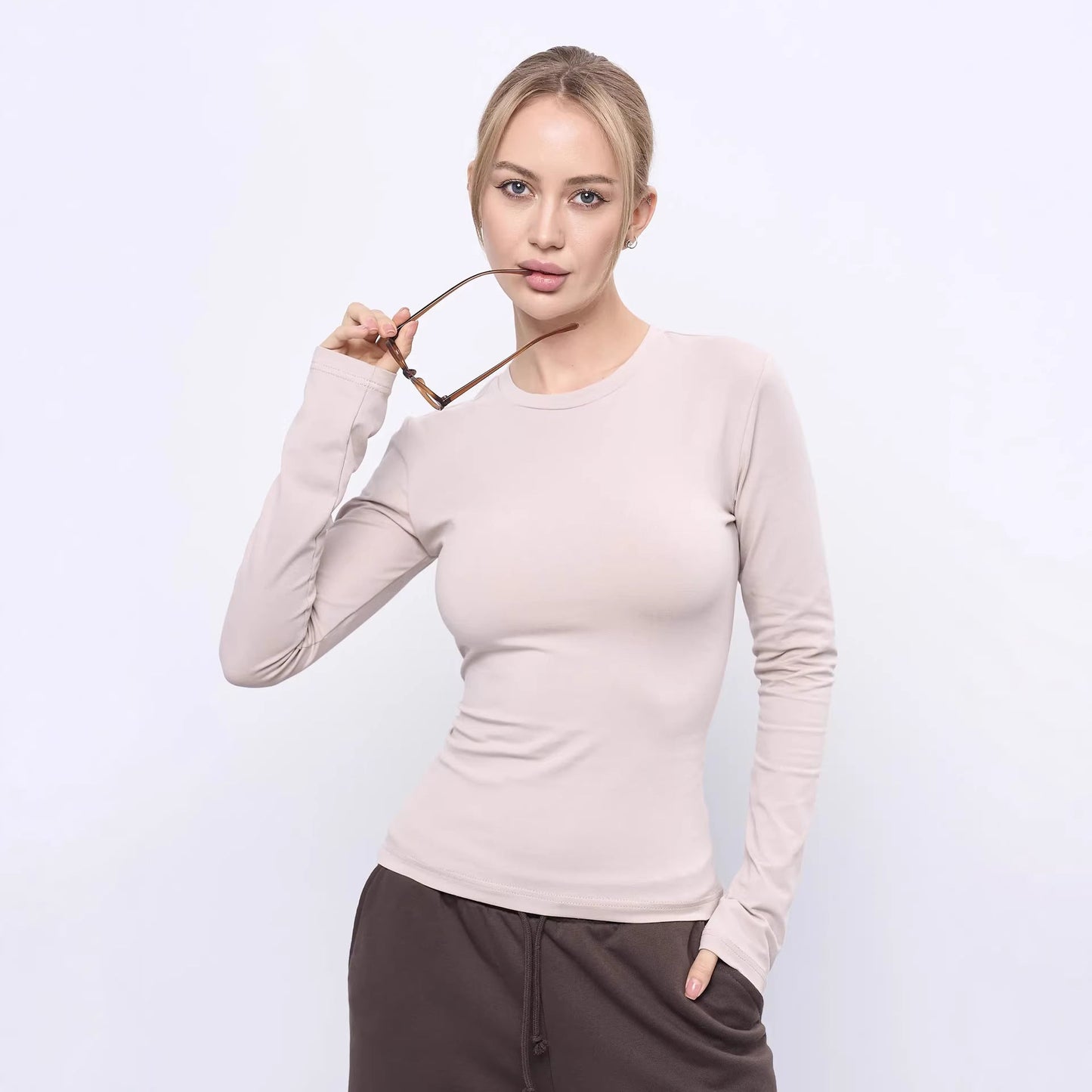 Damen Langarmshirt Weiches Material Norvielle Figurbetont