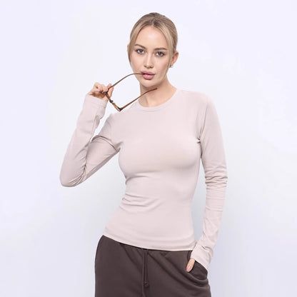 Damen Langarmshirt Weiches Material Norvielle Figurbetont