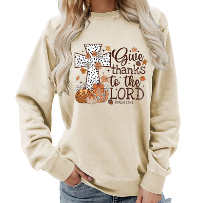 Damen Sweatshirt mit Kreuz-Aufdruck Herbstlich