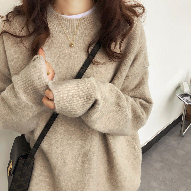 Damen Oversized Strickpullover Rippdetails Norvielle - Norvielle