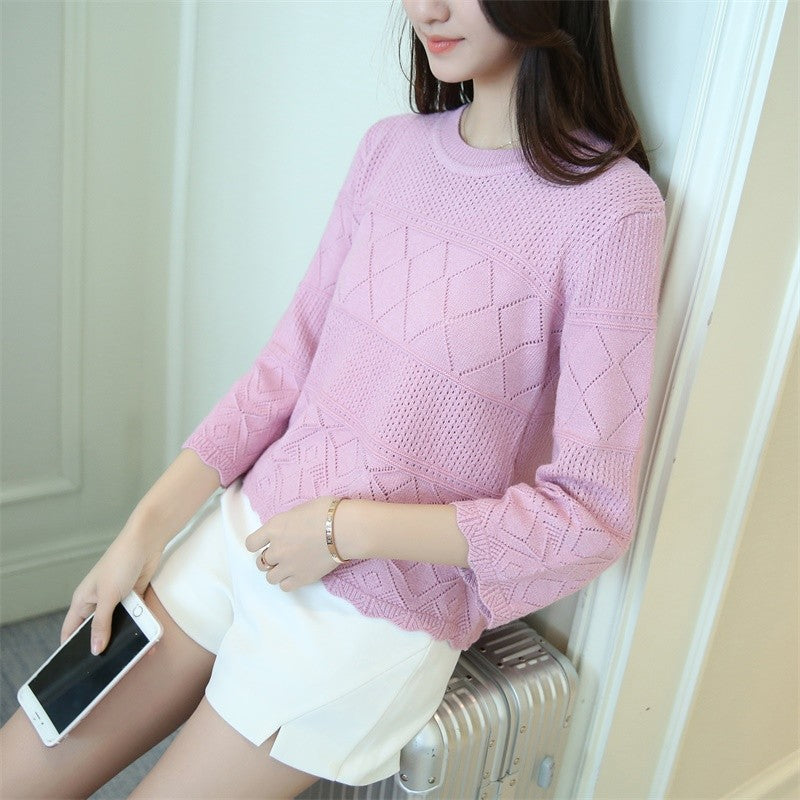 Damen Strickpullover Strukturiertes Muster Norvielle