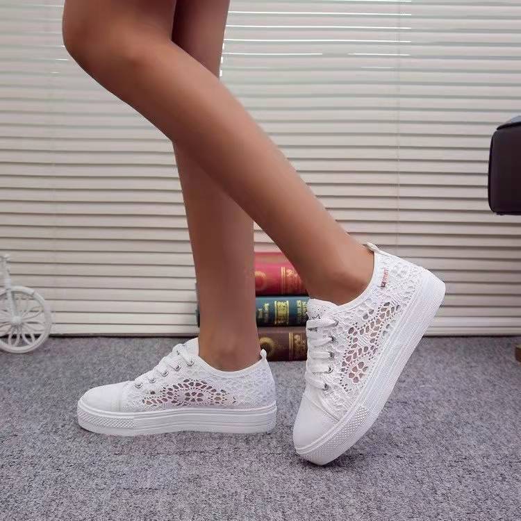 Damen Sneaker Spitzenmuster Rutschfeste Sohle