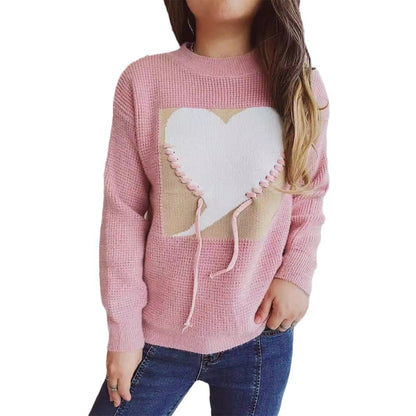 Damenpullover mit Herzapplikation und Kordelzug