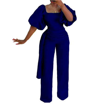 Damen Jumpsuit Voluminöse Ärmel Tailliert Norvielle