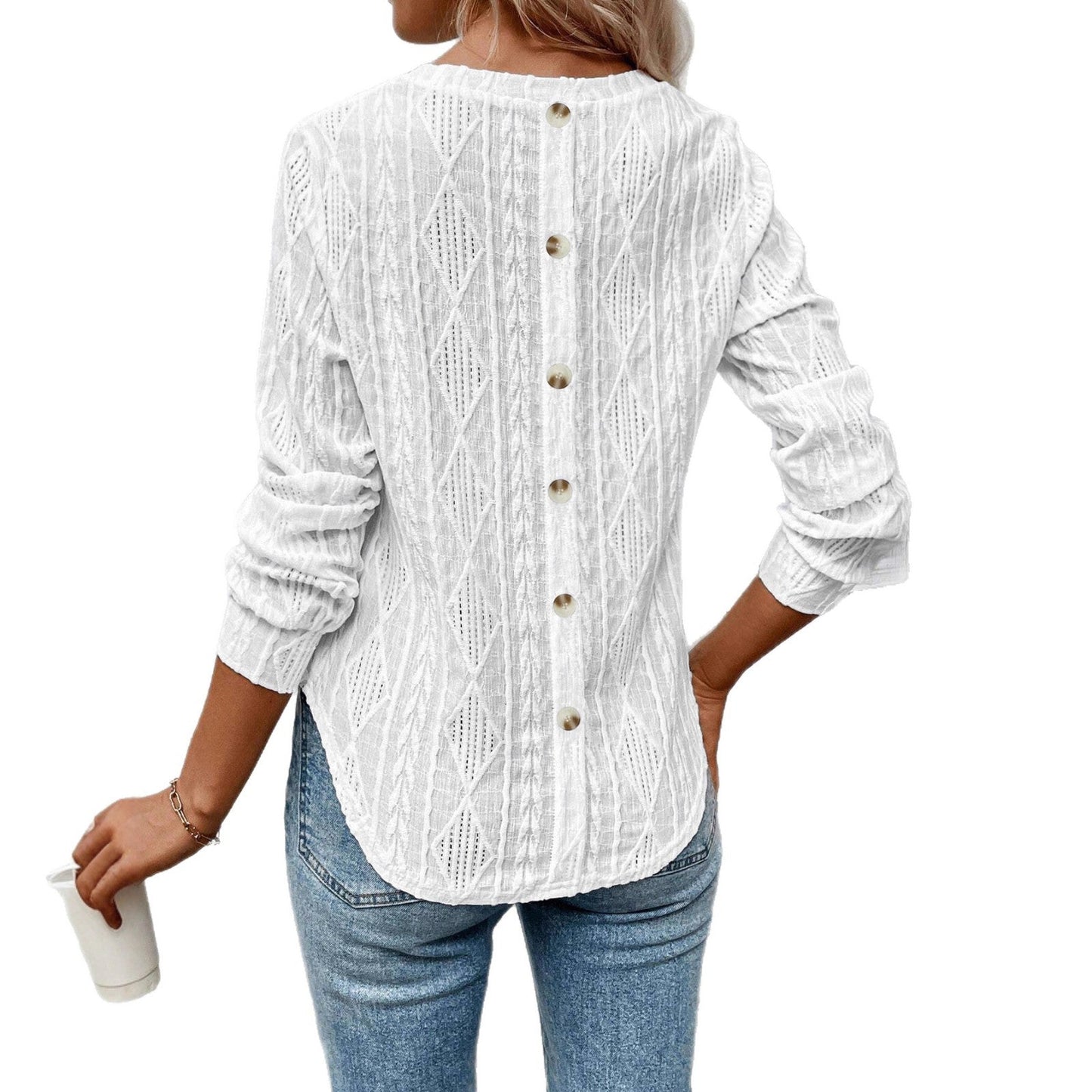 Damen Longsleeve Dekoratives Strickmuster Norvielle