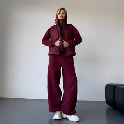 Damen Kapuzenoberteil und Hose Set Baumwolle Bequem