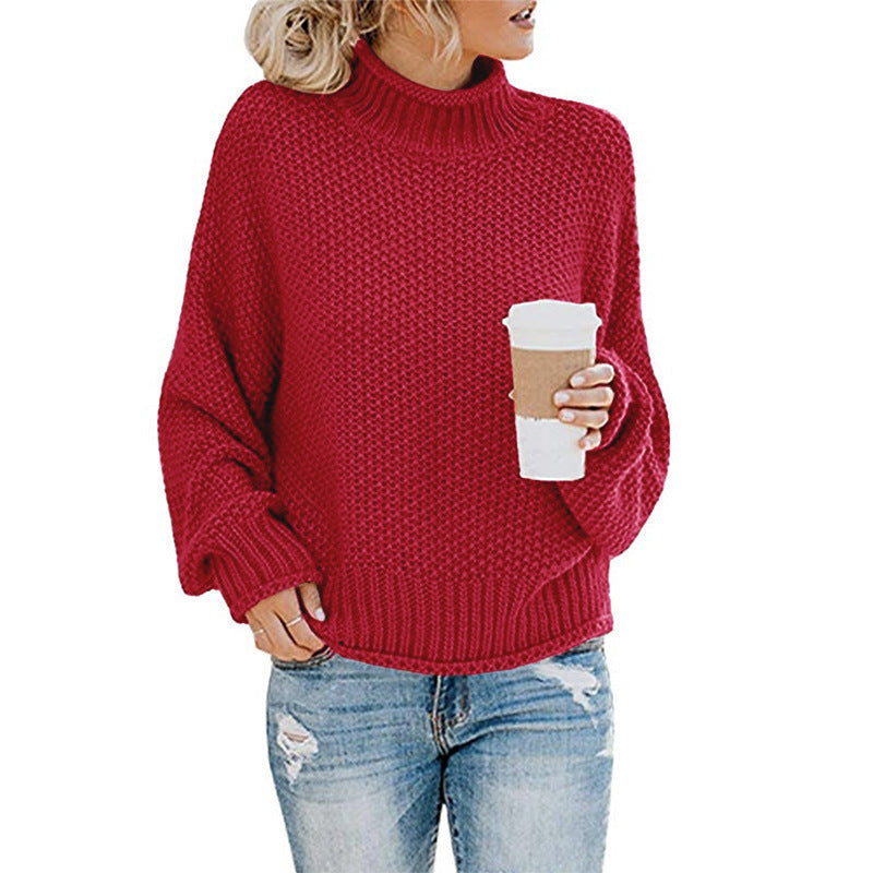 Damen Rollkragenpullover Grobgestrickt Lässiger Schnitt Norvielle