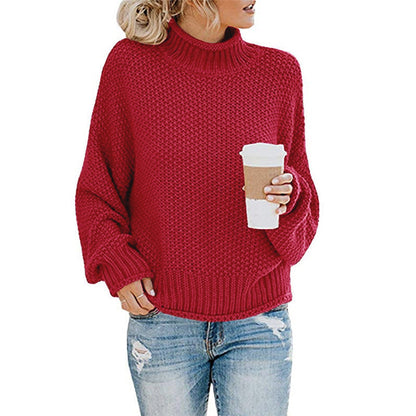 Damen Rollkragenpullover Grobgestrickt Lässiger Schnitt Norvielle