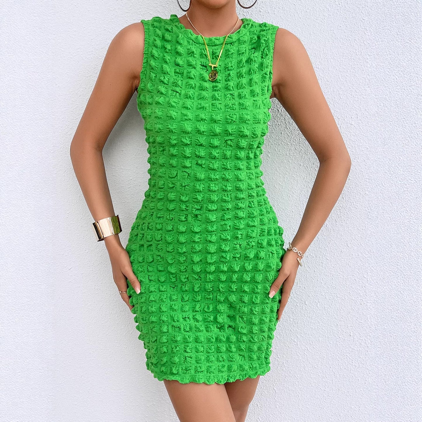 Damen Mini-Kleid Strukturiertes Design Figurbetont