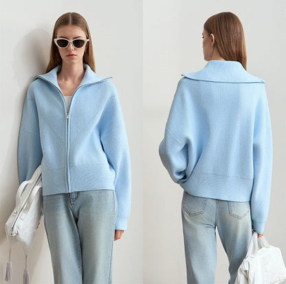 Damen Oversize Pullover Kapuze Reißverschluss Norvielle - Norvielle