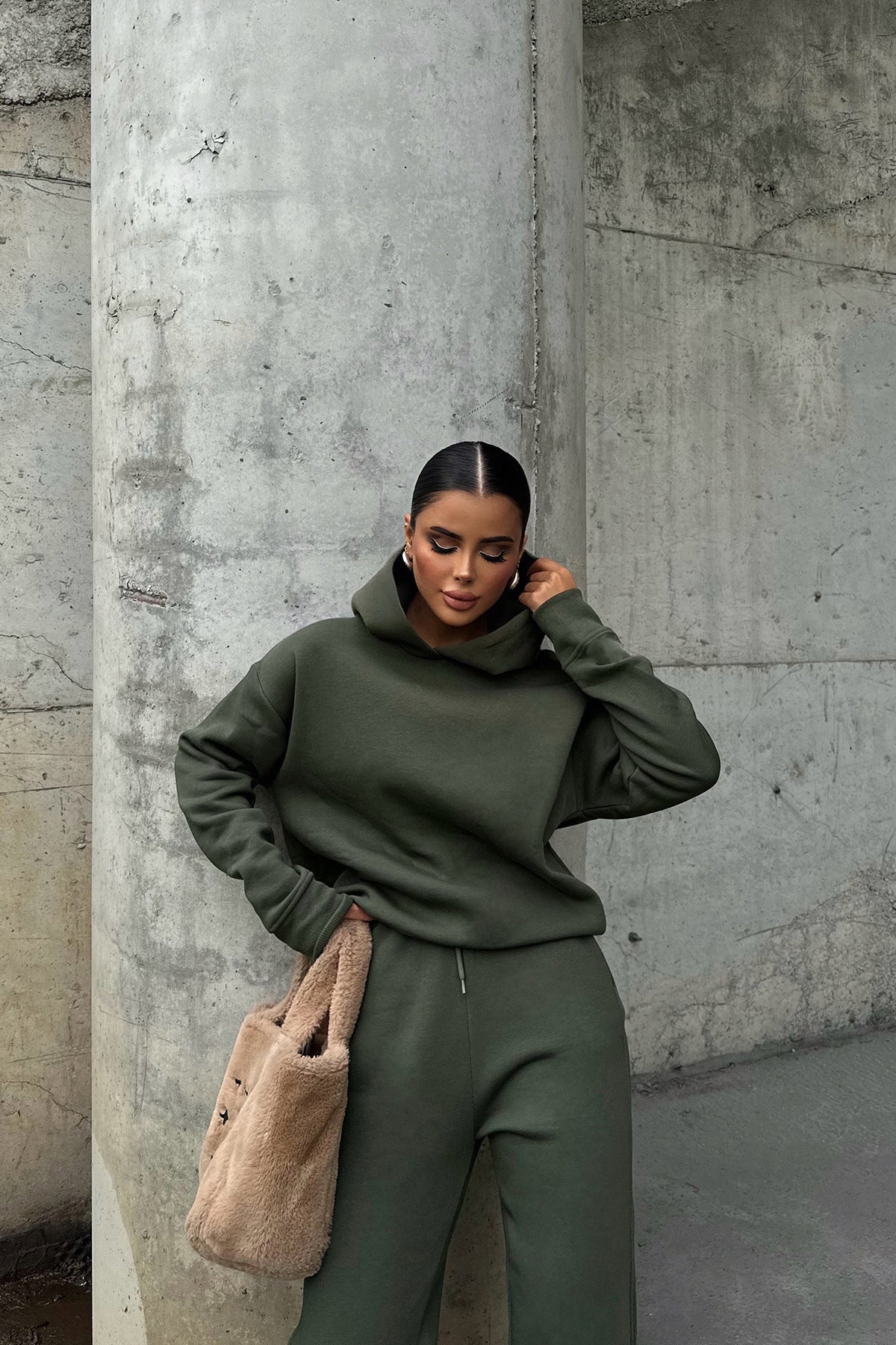 Damen Hoodie Jogginganzug Elastischer Bund Oversized