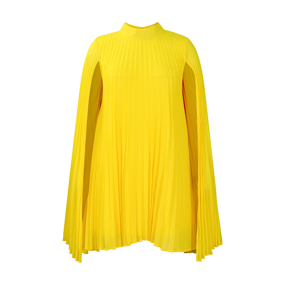 Damen Plisseekleid mit Kapuze und schwingendem Schnitt