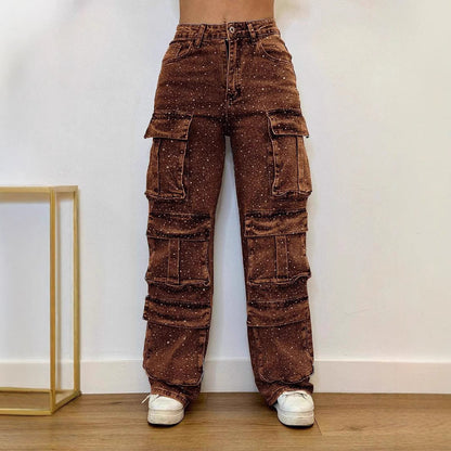 Damen Cargo-Hose Trend-Taschen Modern Wasch-Effekt