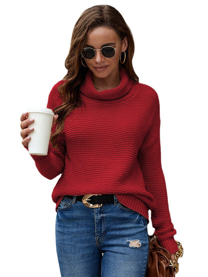 Damen Strickpullover Hochkragen Strukturiert Norvielle
