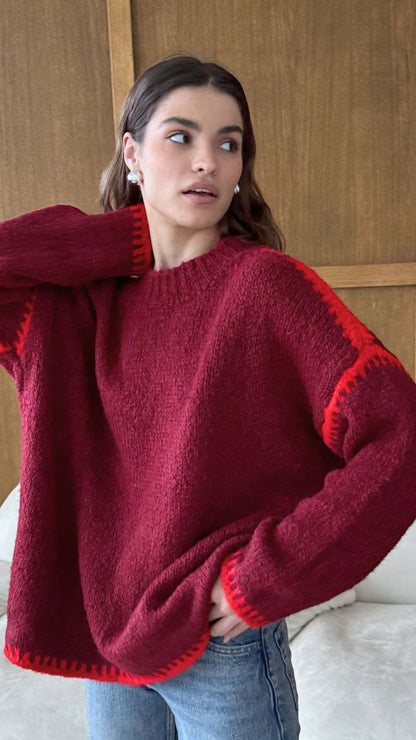 Damen Strickpullover Lässig Farbakzente Norvielle