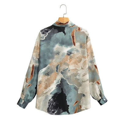 Damen Seidenbluse Langärmlig Farbverlauf Norvielle