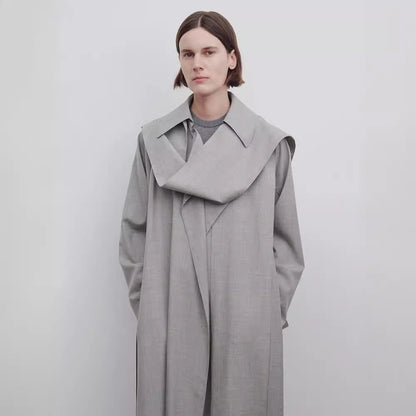 Damen Oversize Trenchcoat Lang Breiter Kragen Norvielle