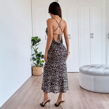 Damen Maxikleid Leopardenmuster Norvielle